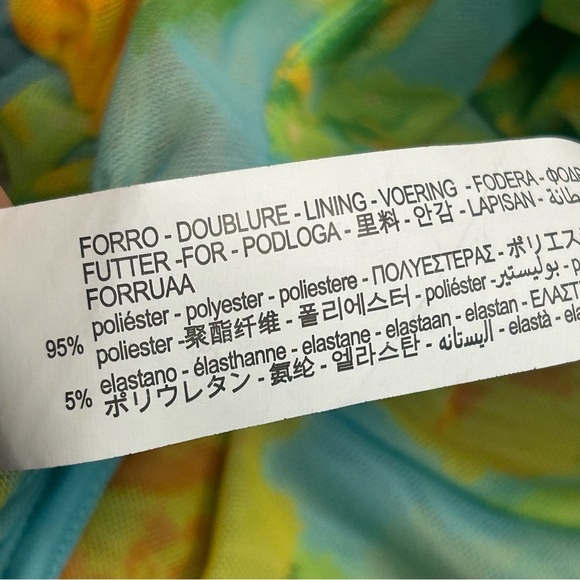 Zara blue yellow floral flower ruched strapless bandeau bustier crop top L NWT - Picture 11 of 15